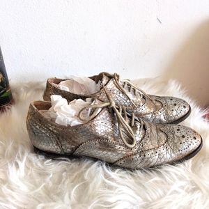 Metallic Italian Snakeskin Leather Loafers 8 - Barneys New York